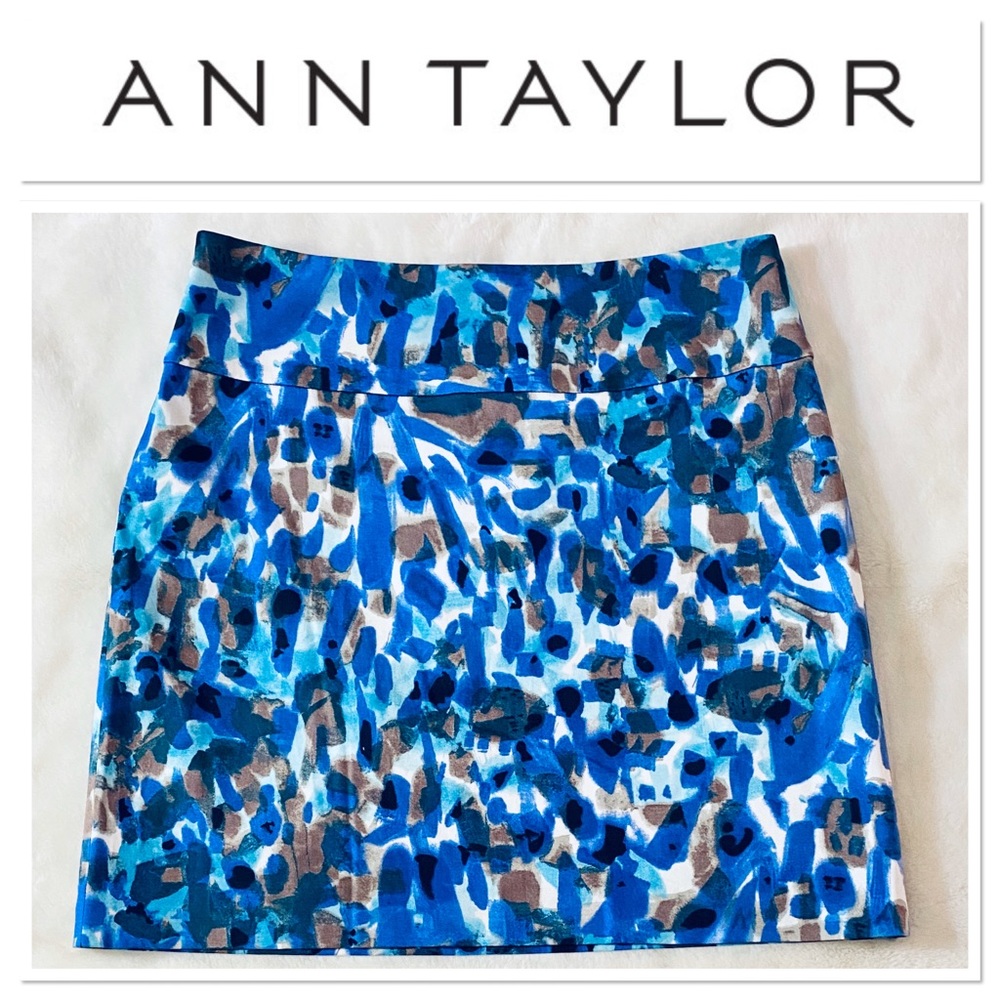 Ann Taylor Multicolor Print Pencil Skirt